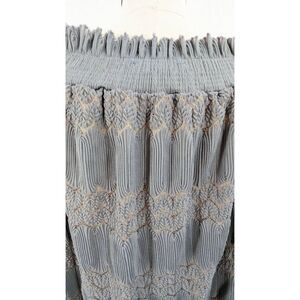 Suzanne Betro Women Gray Off-Shoulder Ruffle Blouse Top Size XL